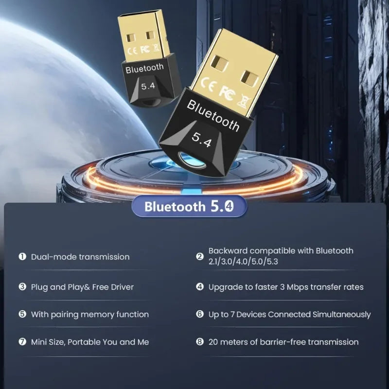 Adaptador Bluetooth USB para PC (5.0 / 5.1 / 5.3 / 5.4)