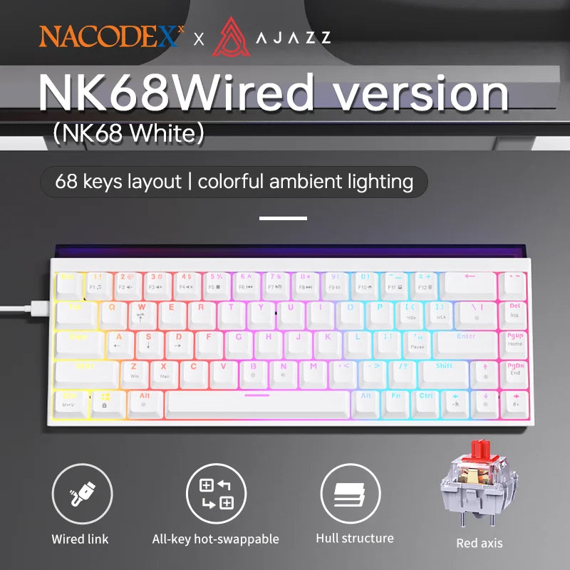 Teclado mecánico AJAZZ NK68 compacto 68% con RGB